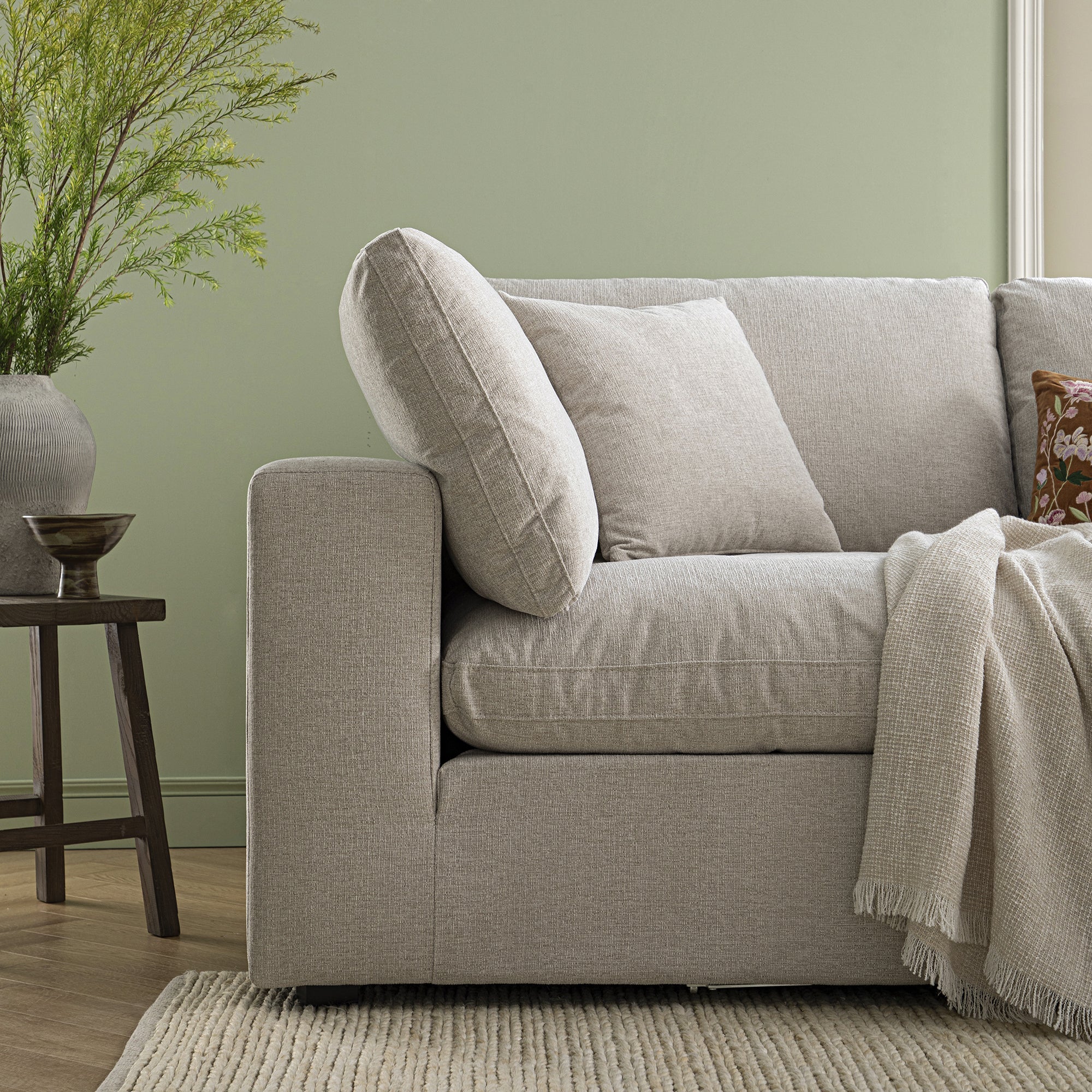 Lutyens Oatmeal Weave Fabric Sectional Sofa, 2-Piece - Image 4