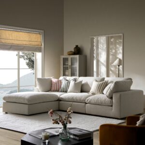 Lutyens Oatmeal Weave Fabric Sectional Sofa, 3-Piece Chaise