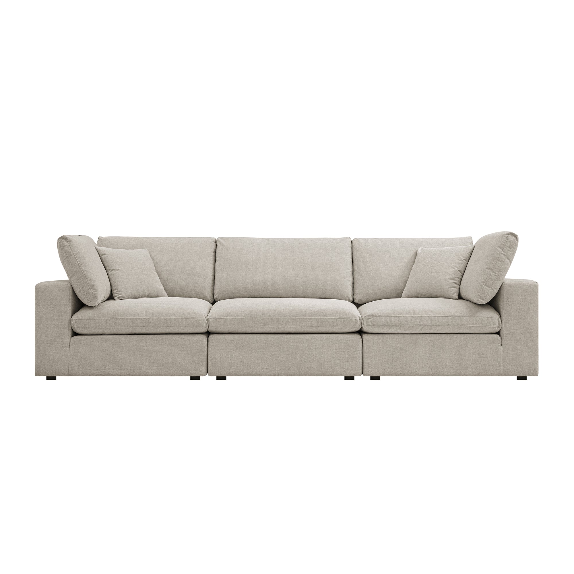 Lutyens Oatmeal Weave Fabric Sectional Sofa, 3-Piece - Image 6