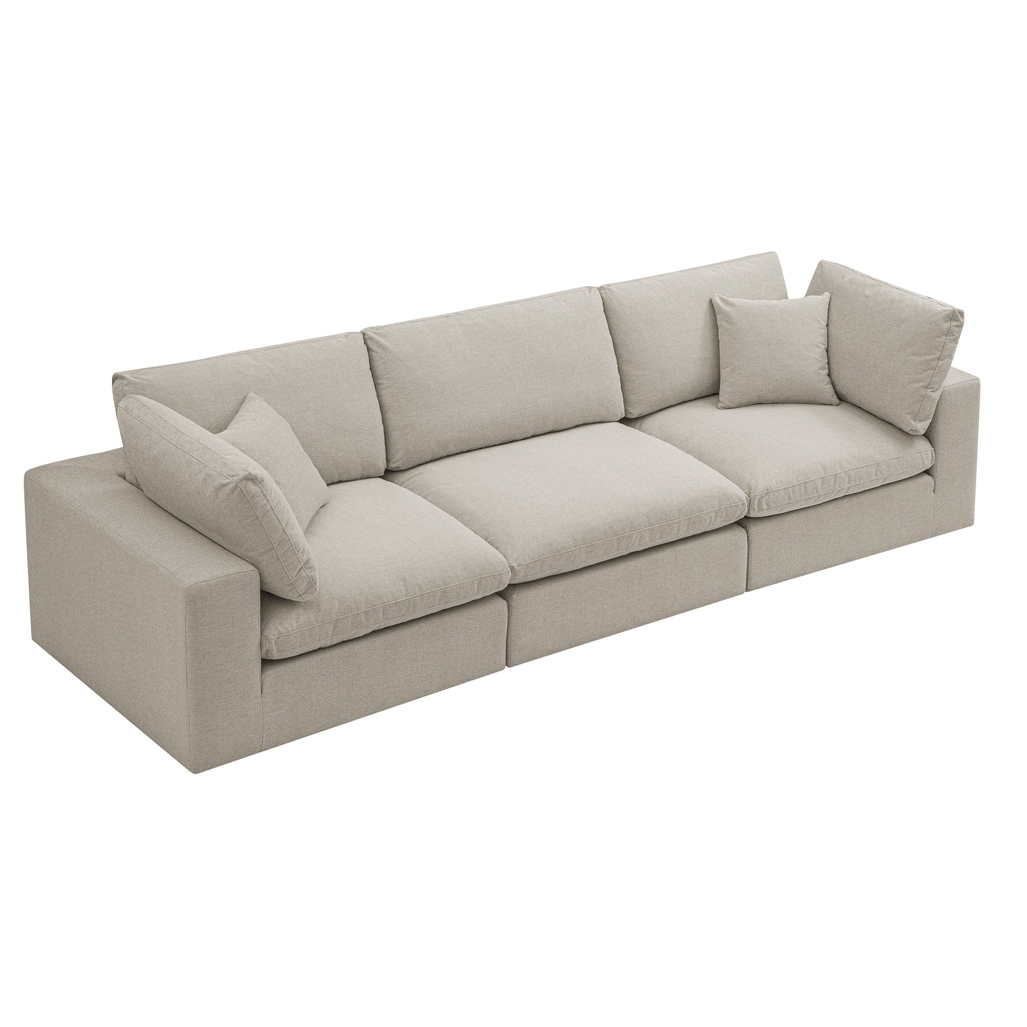 Lutyens Oatmeal Weave Fabric Sectional Sofa, 3-Piece - Image 9