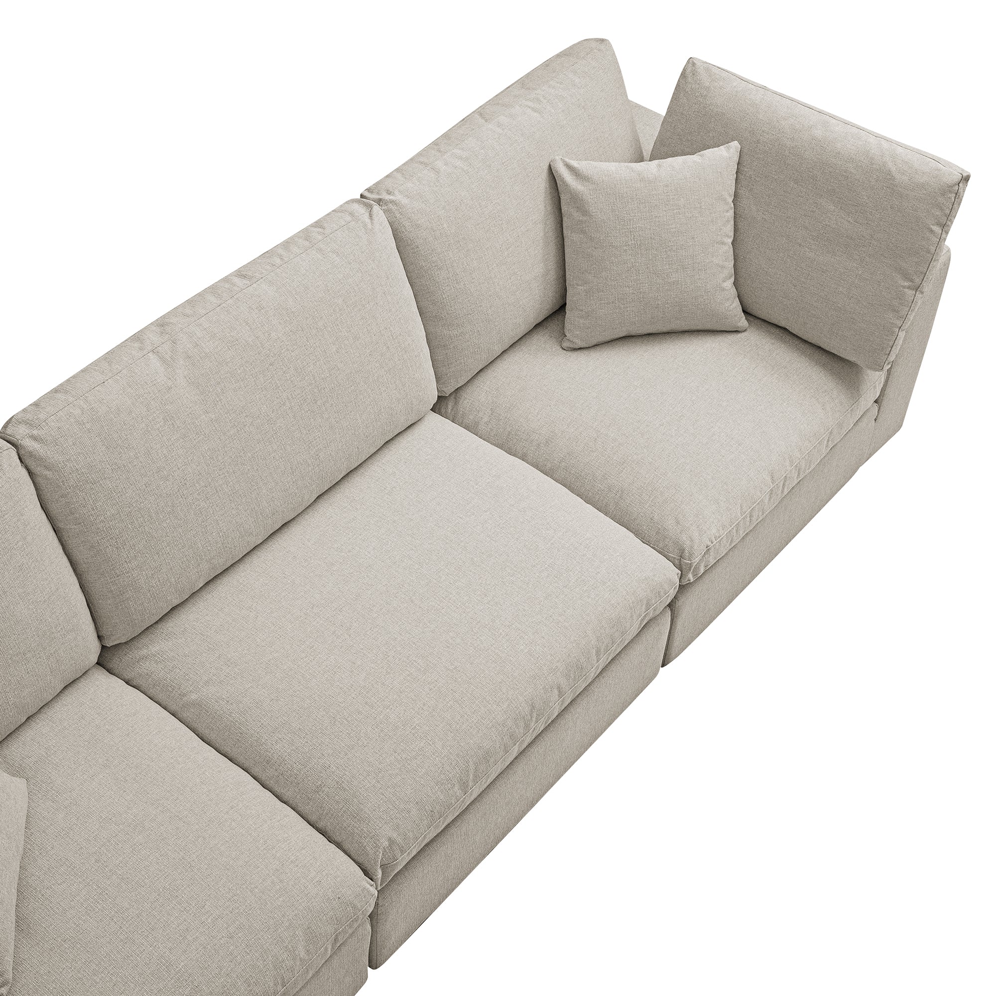 Lutyens Oatmeal Weave Fabric Sectional Sofa, 3-Piece - Image 13