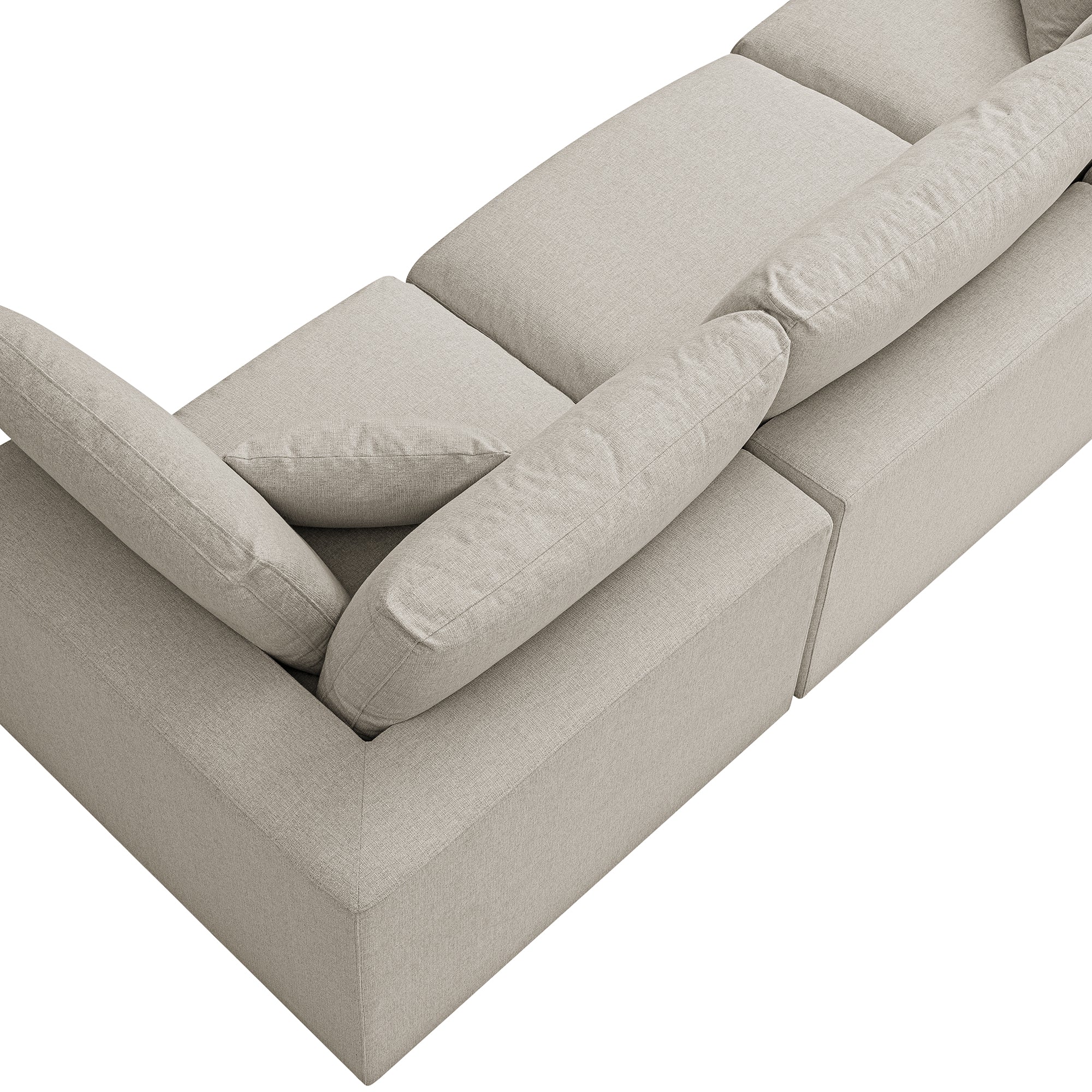 Lutyens Oatmeal Weave Fabric Sectional Sofa, 3-Piece - Image 14