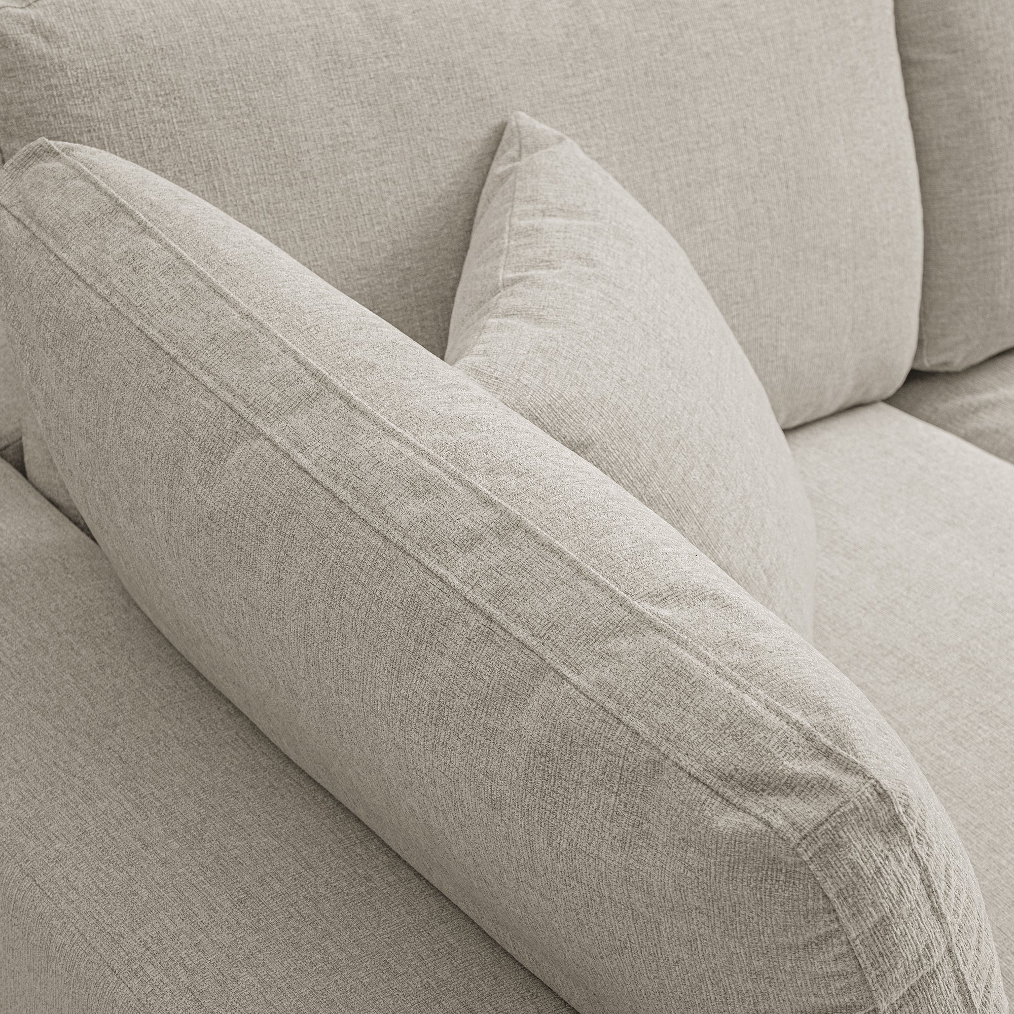 Lutyens Oatmeal Weave Fabric Sectional Sofa, 3-Piece - Image 15