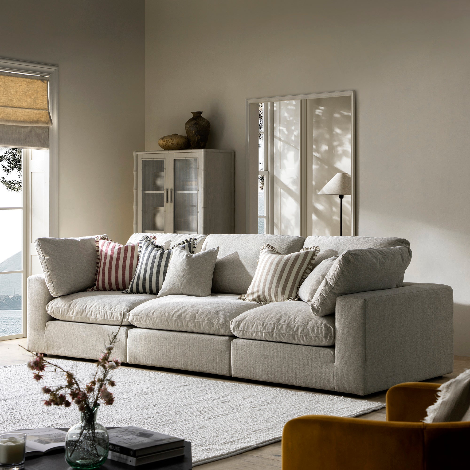 Lutyens Oatmeal Weave Fabric Sectional Sofa, 3-Piece - Image 2
