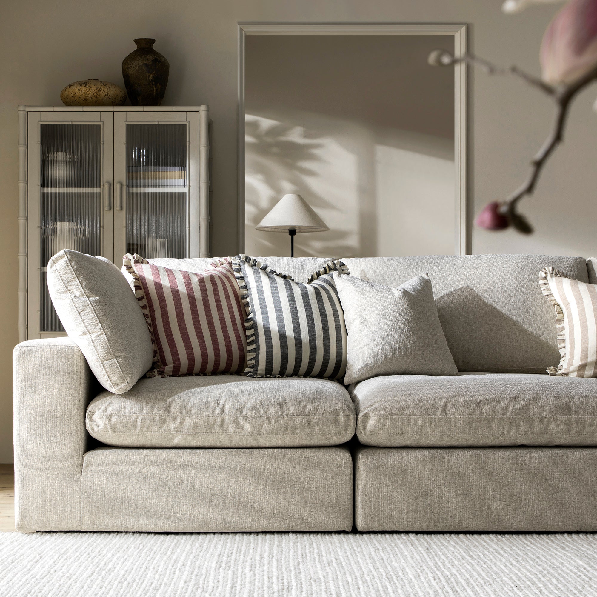 Lutyens Oatmeal Weave Fabric Sectional Sofa, 3-Piece - Image 4