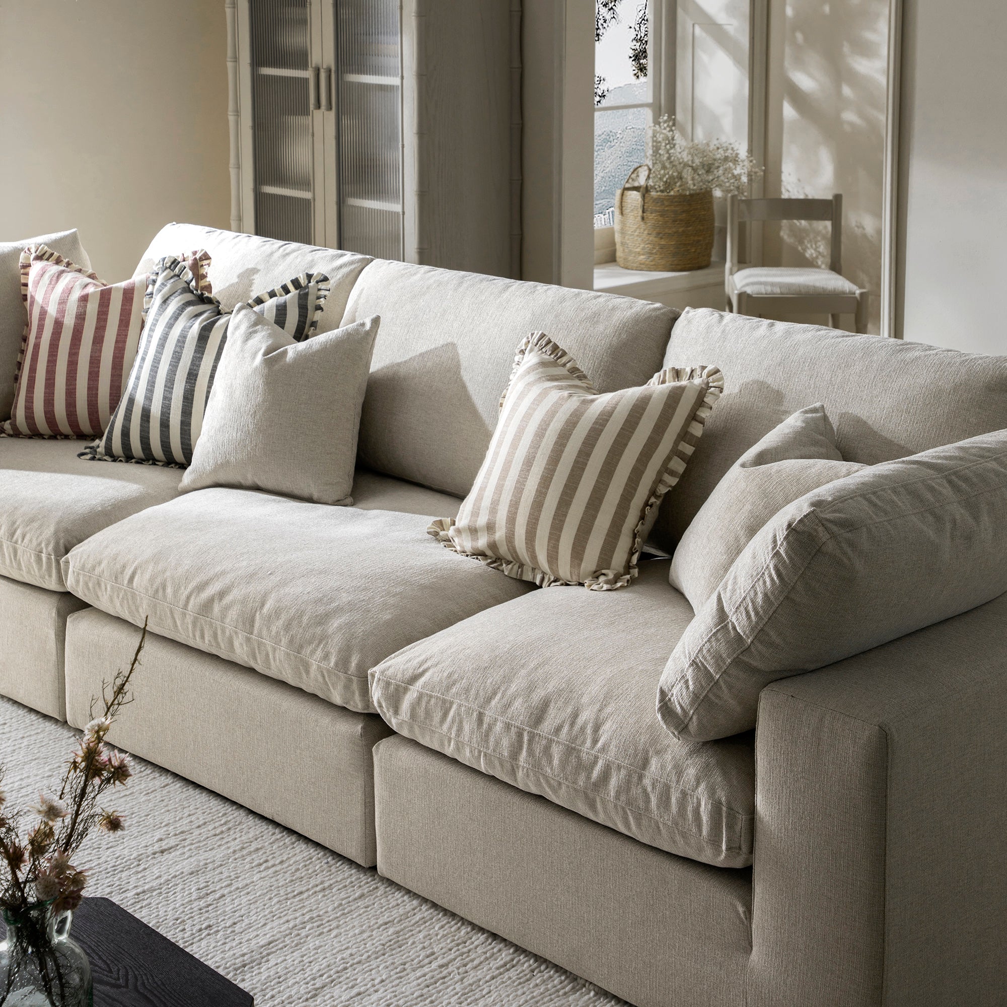 Lutyens Oatmeal Weave Fabric Sectional Sofa, 3-Piece - Image 5