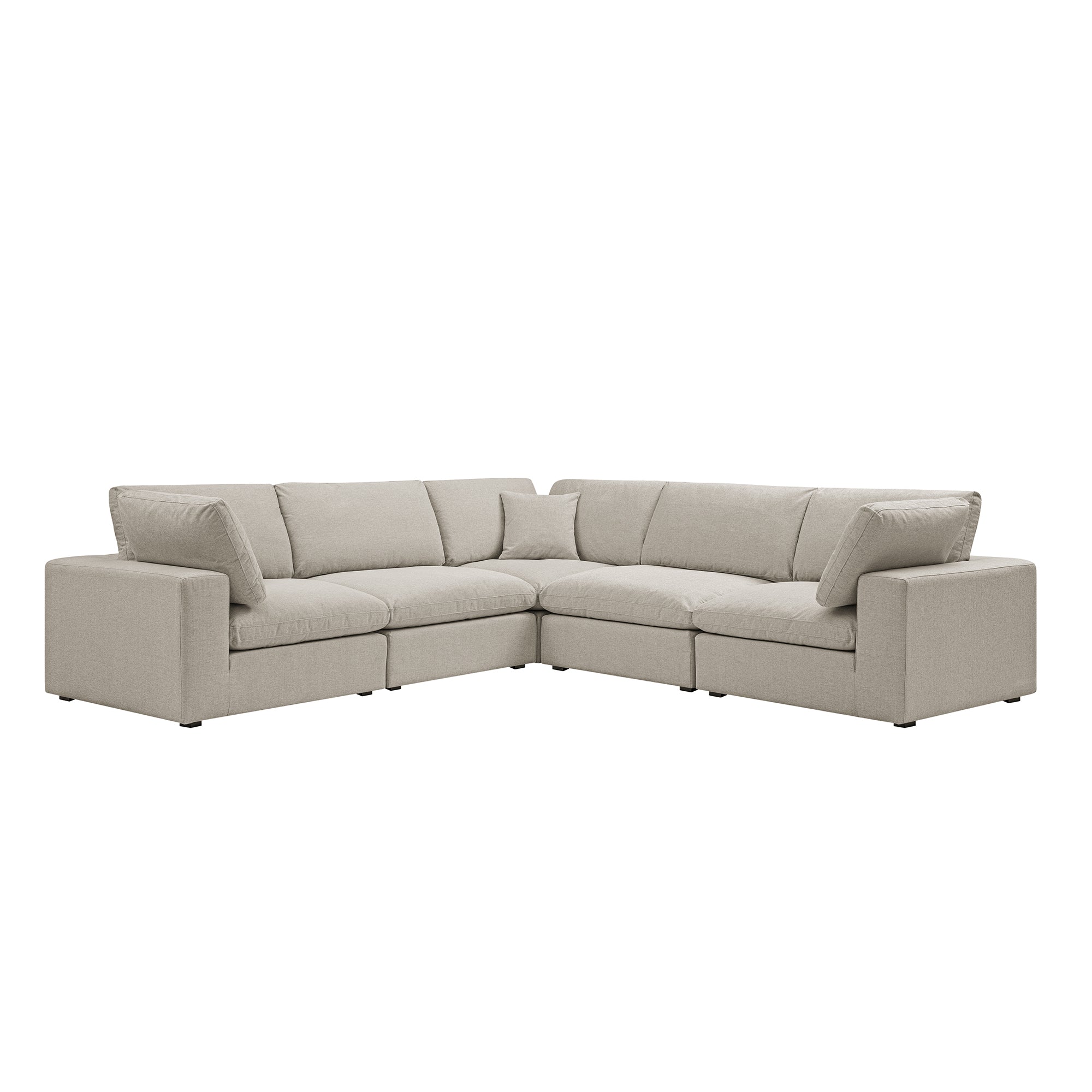 Lutyens Oatmeal Weave Fabric Blend Sectional Sofa, 5-Piece Corner Set - Image 6