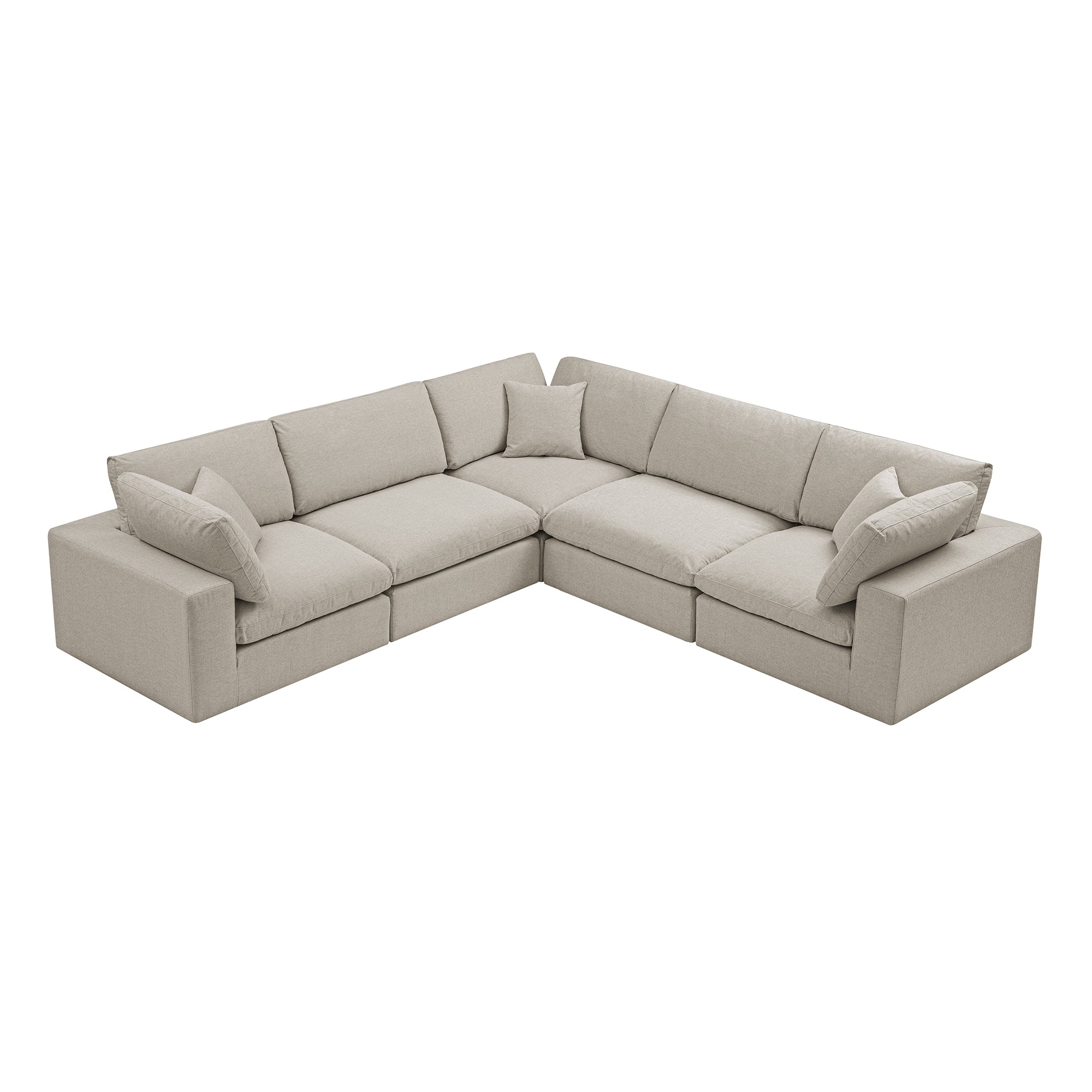Lutyens Oatmeal Weave Fabric Blend Sectional Sofa, 5-Piece Corner Set - Image 7
