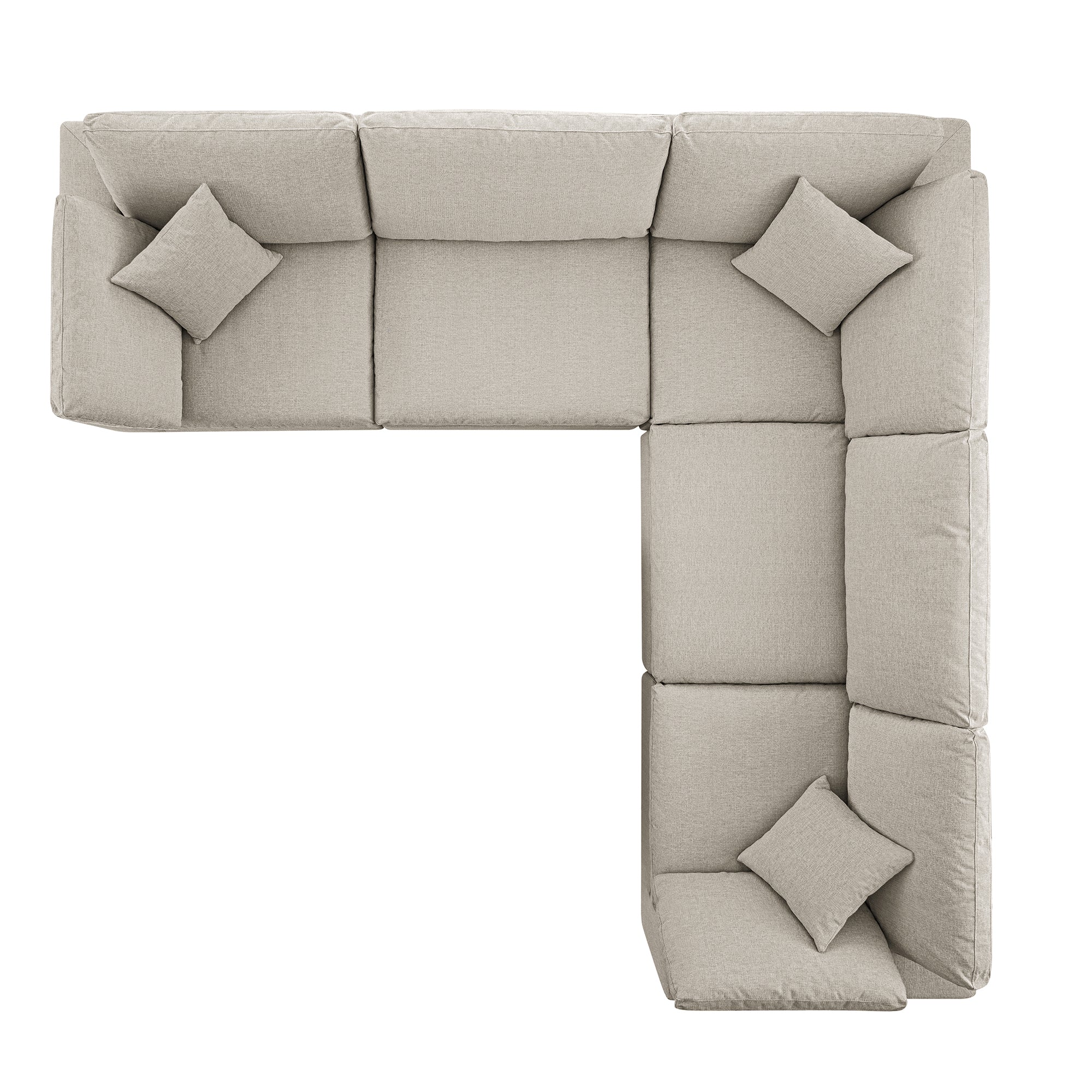 Lutyens Oatmeal Weave Fabric Blend Sectional Sofa, 5-Piece Corner Set - Image 10