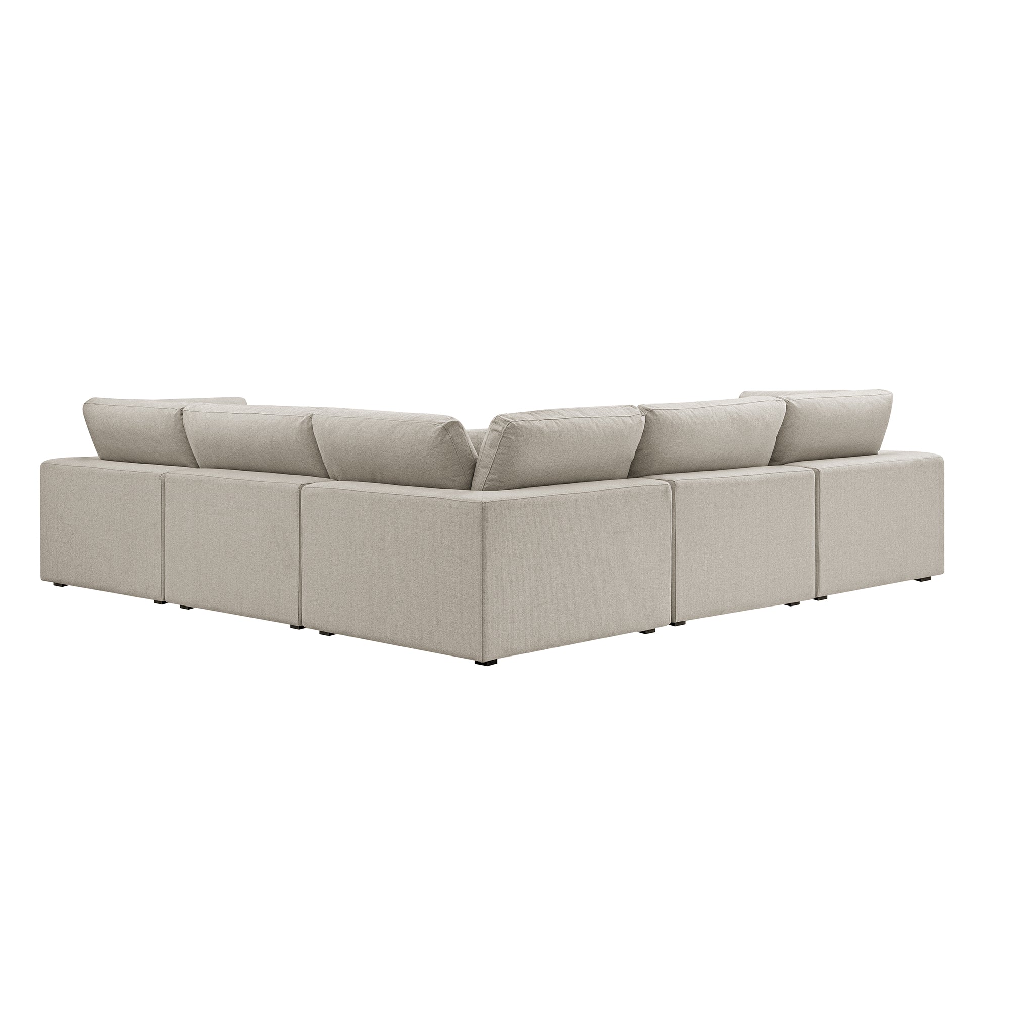 Lutyens Oatmeal Weave Fabric Blend Sectional Sofa, 5-Piece Corner Set - Image 11