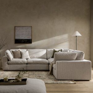 Alternative view of Lutyens Oatmeal Weave Fabric Blend Sectional Sofa, 5-Piece Corner Set