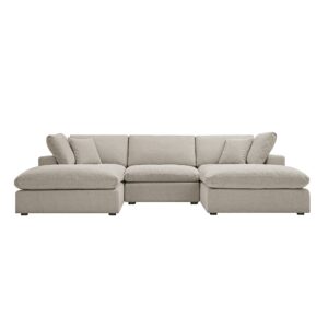 Alternative view of Lutyens Oatmeal Weave Fabric Sectional Sofa, 5-Piece U-Shape Set