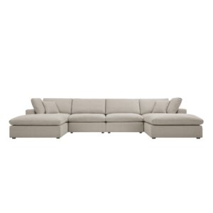 Alternative view of Lutyens Oatmeal Weave Fabric Sectional Sofa, 6-Piece U-Shape Set