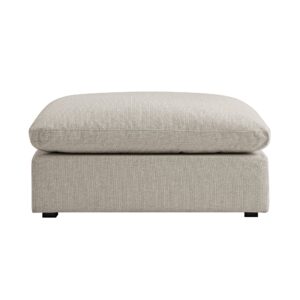 Lutyens Oatmeal Weave Fabric Sectional Sofa, Stool