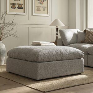 Lutyens Taupe Boucle Sectional Sofa, Stool